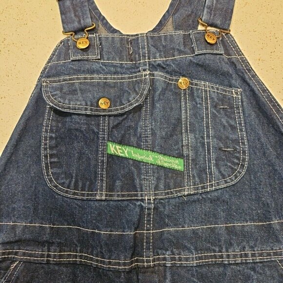 Key Imperial Overalls Mens 38 x 32L Blue Baggy Denim Pants Bib Farmer Distressed - Picture 6 of 9